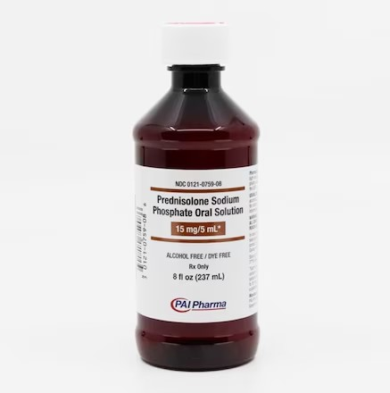Prednisolone Sodium Phosphate Oral Solution 15mg/5mL Bottle 237mL Each (00121075908)