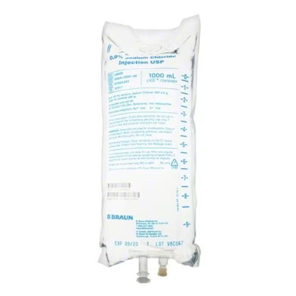 Excel IV Injection Solution Sodium Chloride 0.9% 1000mL Plstc Inj Cntnr 12/Ca (L8000)