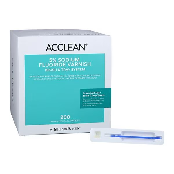 Acclean Fluoride Varnish Brush & Tray Unit Dose 5% NaF 0.4 mL Raspberry 200/Bx (1017HS200-RB)