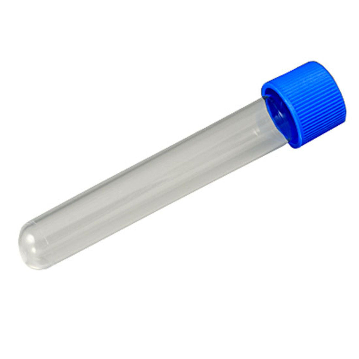 Test Tube, PS, 10 mL, 16 x 100mm, w/ Attached Blue Screw Cap, 1000/cs