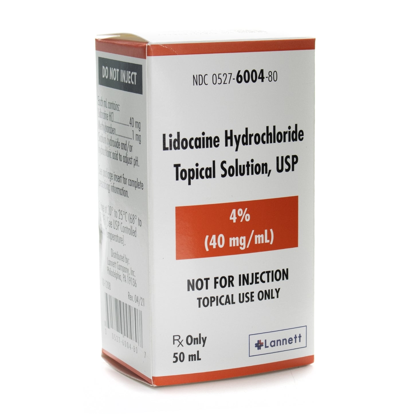 Lidocaine HCl Topical Solution 4% 40mg/mL Bottle 50mL Each(00527600480)