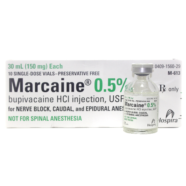Marcaine (Bupivacaine Hydrochloride Injection, USP), 5 mg/ml, 30 ml Vial, Single Dose, Glass Fliptop Vial, 10/bx (Rx) (Item is Non-Returnable) (We must have your Wholesale Drug License on File before shipping this product) (US Only, Excluding IN and ND)