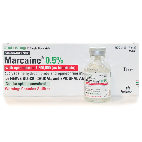 Marcaine with Epinephrine as the Bitartrate, 1:200,000, 5 mg/ml, 30 ml Vial, Single Dose, Glass Fliptop Vial, 10/bx (Rx) (Item is Non-Returnable) (We must have your Wholesale Drug License on File before shipping this product) (US Only, Excluding IN and ND)