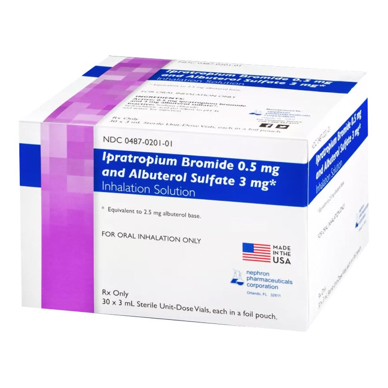 Albuterol/Ipratropium, 2.5-0.5mg/3ml, Individually Wrapped, 30/bx (Rx) (US Only, Excluding IN and ND) (Product is Non-Returnable)