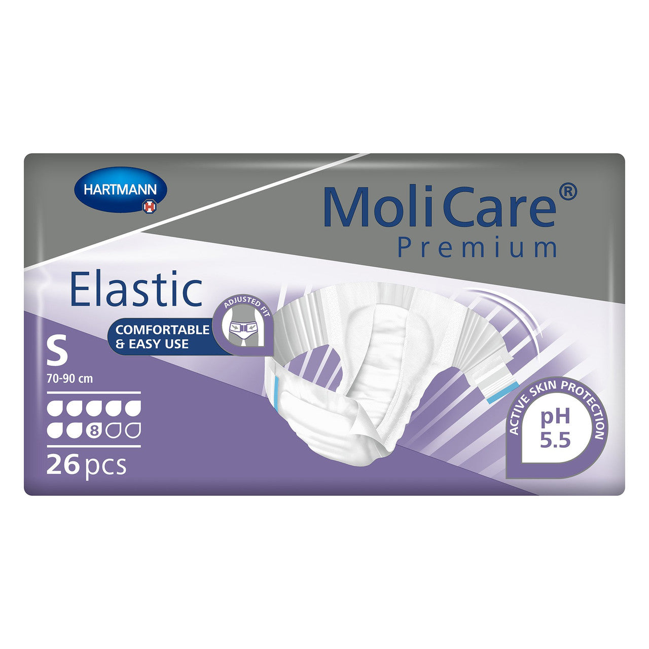 MoliCare Premium Elastic Brief, 8 Drops, Small, 26/pk, 3 pk/cs