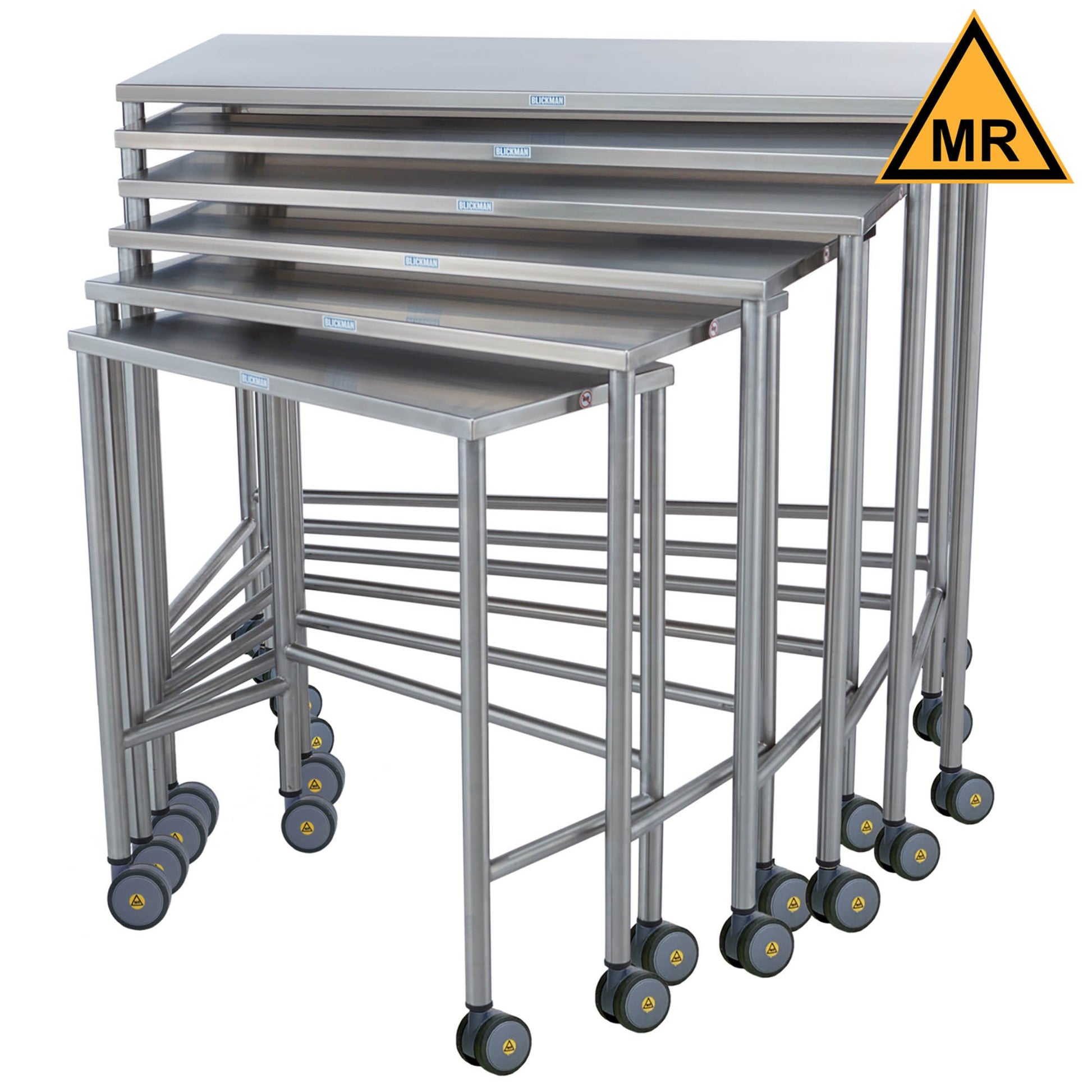 Nested Instrument Table, 32"W x 14"H x 32"D, On Casters, MRI Safe (DROP SHIP ONLY)