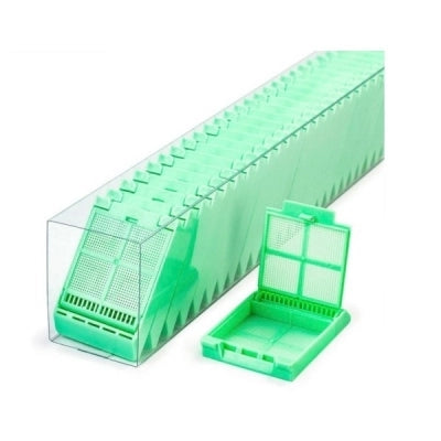 Micromesh Biopsy Cassette, Quickload Sleeve, 45 Angle, Acetal, Green, Bulk, 750/cs