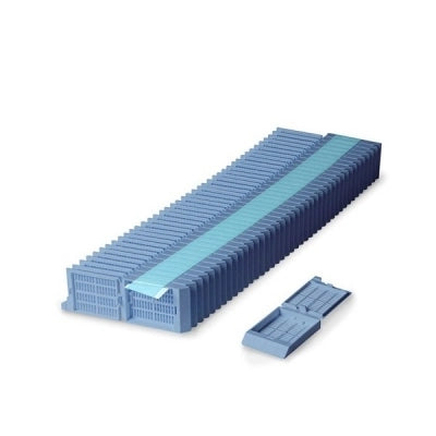 Unisette Tissue Cassette, Quickload 45 Angle Stack (Taped), Acetal, Blue, Bulk, 1000/cs