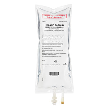 Heparin Sodium in 0.9% Sodium Chloride Injection, 2 units/ml, 1000 ml Flexible Container, 2 Port, 12/cs (Rx) (Item is Non-Returnable) (We must have your Wholesale Drug License on File before shipping this product) (US Only, Excluding IN and ND)
