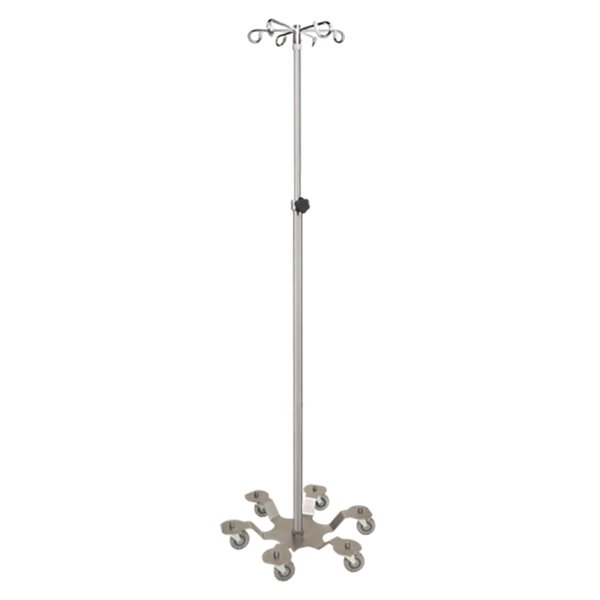 IV Stand, Heavy Duty, 6 Hook, 6 Leg Low Center of Gravity Base, Satinless Steel (DROP SHIP ONLY)