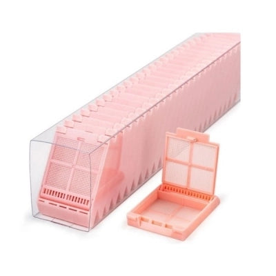 Micromesh Biopsy Cassette, Quickload Sleeve, 45 Angle, Acetal, Pink, Bulk, 750/cs