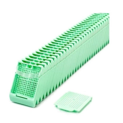 Histosette II, Base Only Cassettes for Label Machine, Biopsy, Green, (lid sold separately), 50/ea, 40 ea/cs