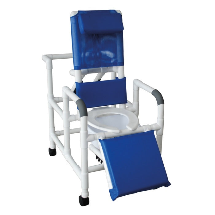 Wheeled Reclining Shower/Commode Chair with Legrest and Pail, 300 lb Weight Capacity (DROP SHIP ONLY) (US Only)