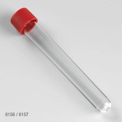 Test Tube, PP, 15 mL, 16 x 120mm, w/ Attached Red Screw Cap, Sterile, Individually Wrapped, 500/cs