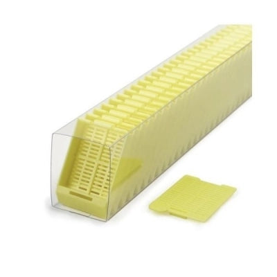 Swingsette Tissue Cassette, Quickload Sleeve, 45 Angle, Acetal, Yellow, Bulk, 750/cs