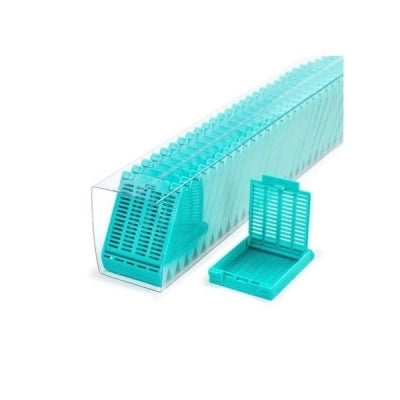 Slimsette Tissue Cassettes in Quickload Sleeves, Aqua, 75/sleeve, 10 sleeve/cs