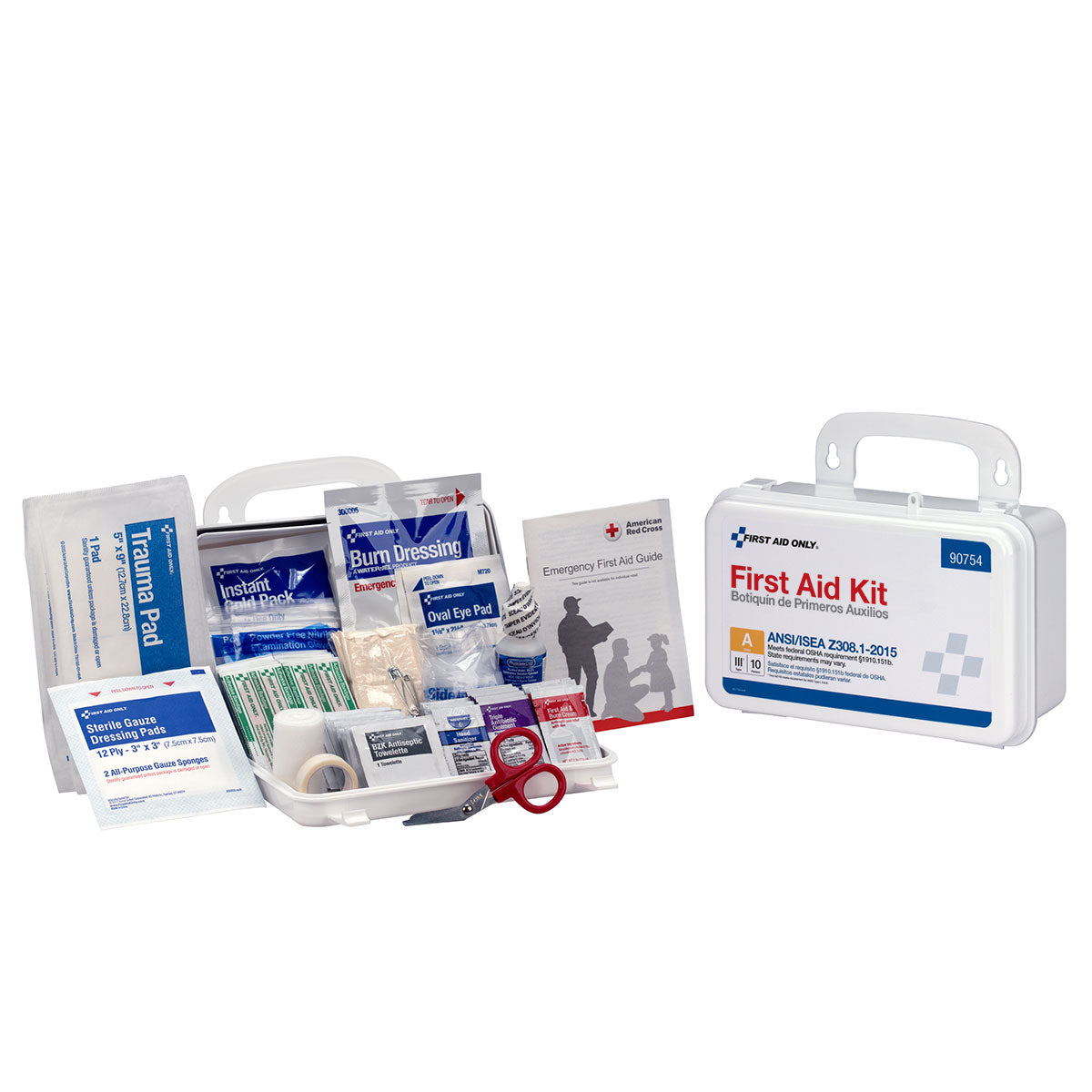10 Person First Aid Kit, ANSI A, Plastic, Custom Logo , 48/cs (DROP SHIP ONLY - $150 Minimum Order)