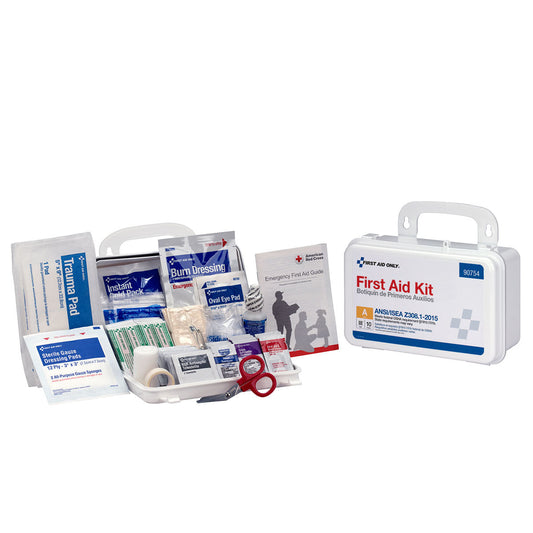 10 Person First Aid Kit, ANSI A, Plastic, Custom Logo , 48/cs (DROP SHIP ONLY - $150 Minimum Order)