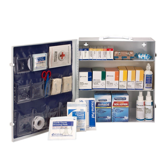 3 Shelf First Aid ANSI A+ Metal Cabinet, w/ Meds, Custom Logo , 10/cs (DROP SHIP ONLY - $150 Minimum Order)