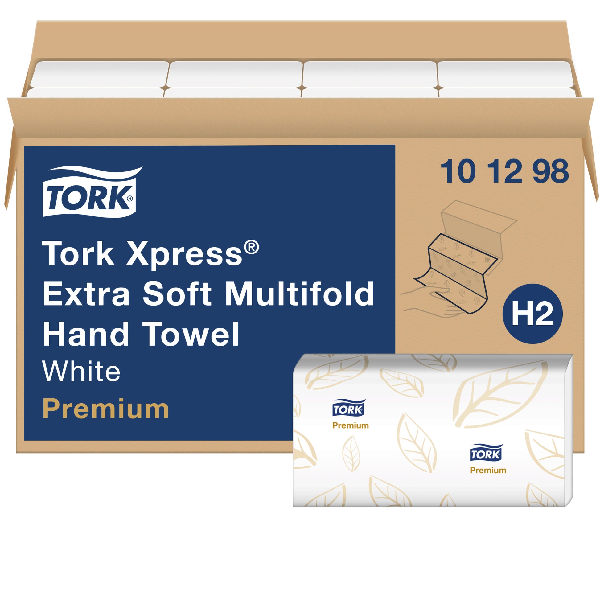 Tork Xpress Soft Hand Towel, Multifold, Premium, 4-Panel, 12.8" Unfolded Sheet Length x 9.13" Unfolded Width, 2-Ply, H2, 94 sht/pk, 16 pk/cs (70 cs/plt)