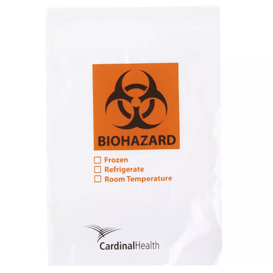 Specimen Transport Bag with Biohazard Logo, Clear, Medium, 6" x 9", Zip Closure, 100/pk, 10 pk/cs (Continental US Only)