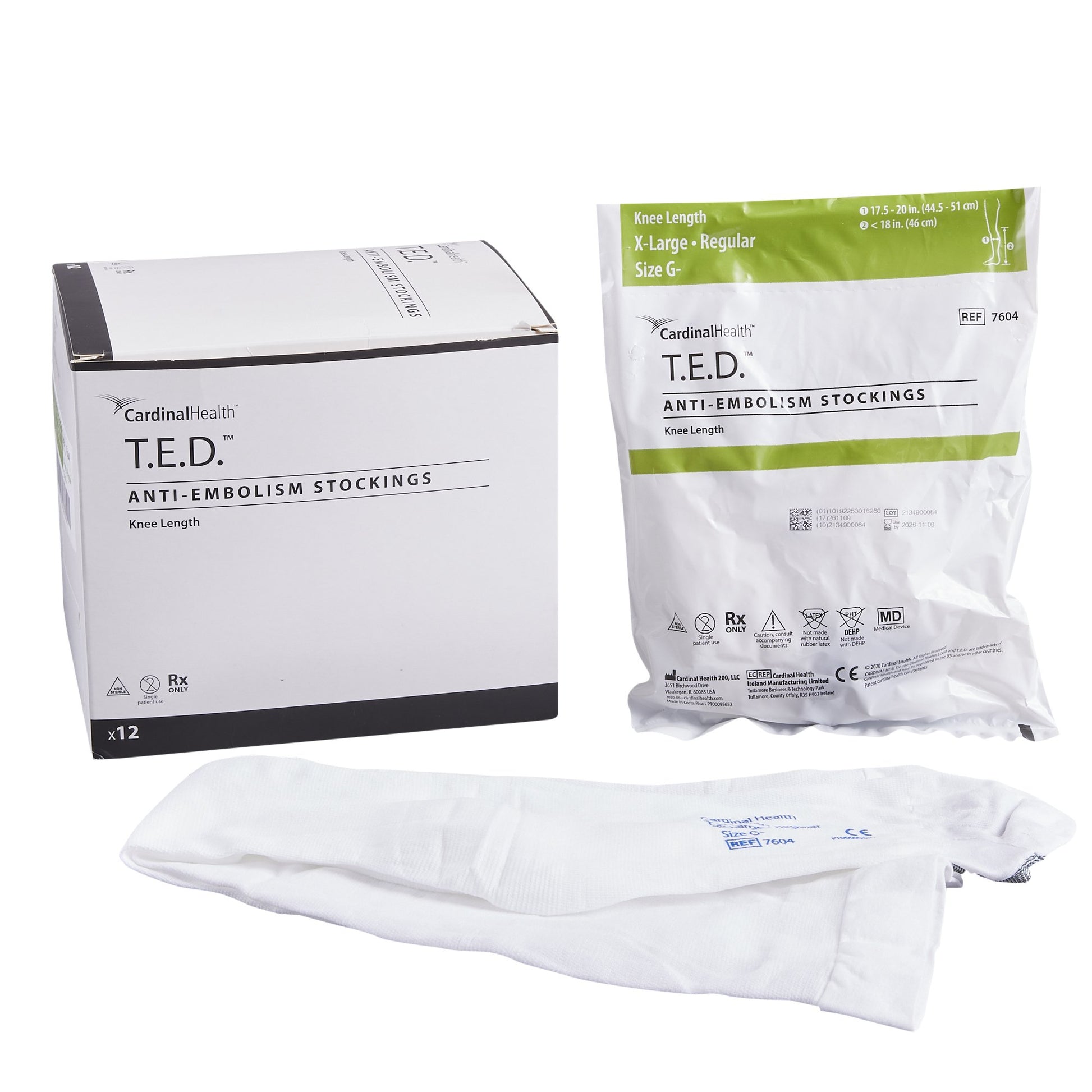 Knee Length Anti-Embolism Stocking, XXX-Large, Regular, Latex Free (LF), 12 pr/ctn (Continental US Only)