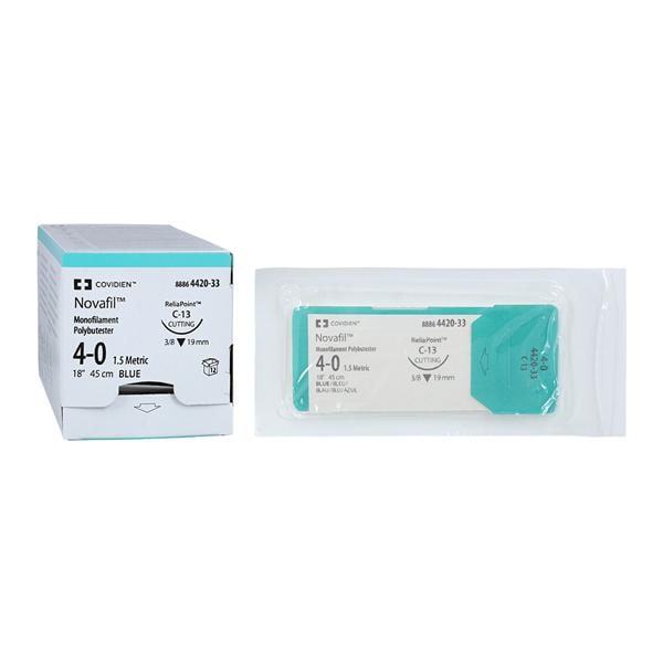 Suture, Reverse Cutting, Size 4-0, Blue, 18", Needle C-13, 3/8 Circle, 1 dz/bx (Continental US Only)