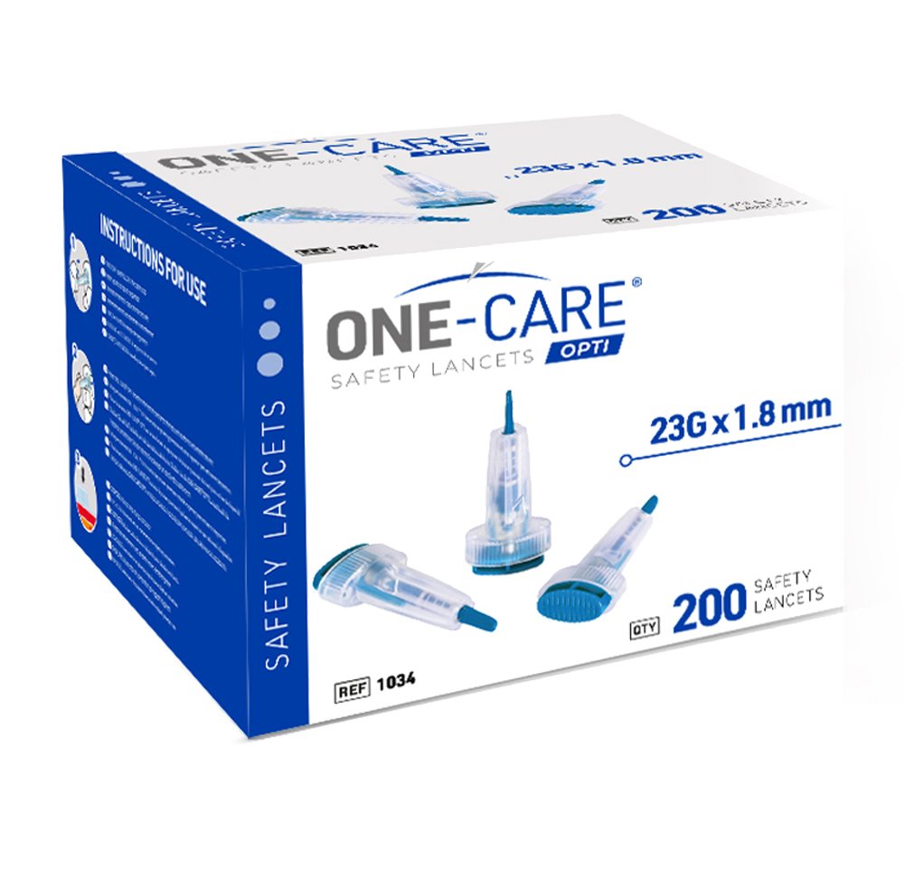 Safety Lancets, Top Button Activated, 23G x 1.8mm, 200/bx