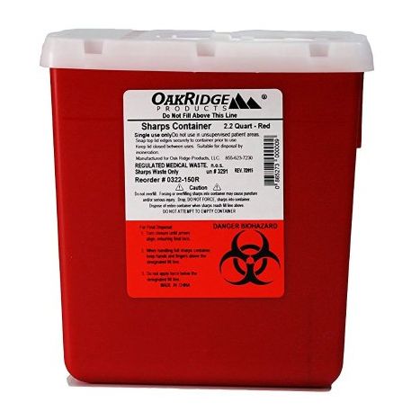 Sharps Container, 2.2 Quart, Red Base/ Translucent Rotary Lid, 60/cs