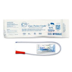 Catheter, Male, Pocket Size Packaging, Single-Use with Lubricant, 16", Coude Tip, 16FR, 30/bx, 10 bx/cs (Continental US Only)