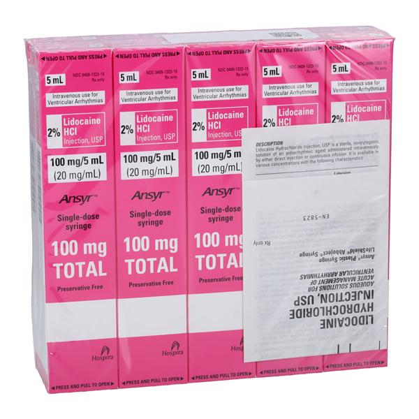 Lidocaine Hydrochloride Injection, USP, for Cardiac Use Only, 20 mg/ml, 5 ml Ansyr Plastic Syringe, 10/bx (Rx) (Item is Non-Returnable) (We must have your Wholesale Drug License on File before shipping this product) (US Only, Excluding IN and ND)