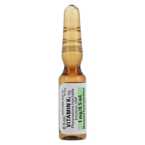 Vitamin K1 Injection (Phytonadione Injection Emulsion, USP), Neonate, 2 mg/ml, 0.5 ml Glass Ampul, 25/bx (Rx) (Item is Non-Returnable) (We must have your Wholesale Drug License on File before shipping this product) (US Only, Excluding IN and ND)