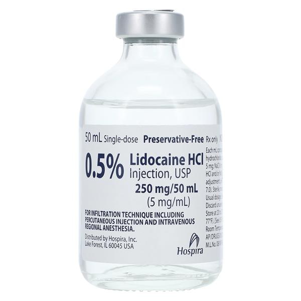 Lidocaine Hydrochloride Injection, USP, 5 mg/ml, 50 ml Vial, Single Dose, Glass Teartop Vial, 25/bx (Rx) (Item is Non-Returnable) (We must have your Wholesale Drug License on File before shipping this product) (US Only, Excluding IN and ND)