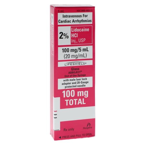 Lidocaine Hydrochloride Injection, USP, for Cardiac Use Only, 20 mg/ml, 5 ml LifeShield Abboject Glass Syringe, 20G x 1.5", 10/bx (Rx) (Item is Non-Returnable) (We must have your Wholesale Drug License on File before shipping this product) (US Only, Excluding IN and ND)