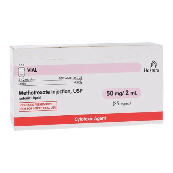 Methotrexate Injection, USP, 25 mg/ml, 2 ml Vial, Glass Fliptop Vial, 5/bx (Rx) (Item is Non-Returnable) (We must have your Wholesale Drug License on File before shipping this product) (US Only, Excluding IN and ND)