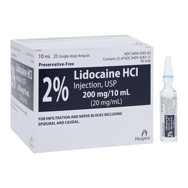 Lidocaine Hydrochloride Injection, USP, 20 mg/ml, 10 ml Glass Ampul, 25/bx (Rx) (Item is Non-Returnable) (We must have your Wholesale Drug License on File before shipping this product) (US Only, Excluding IN and ND)