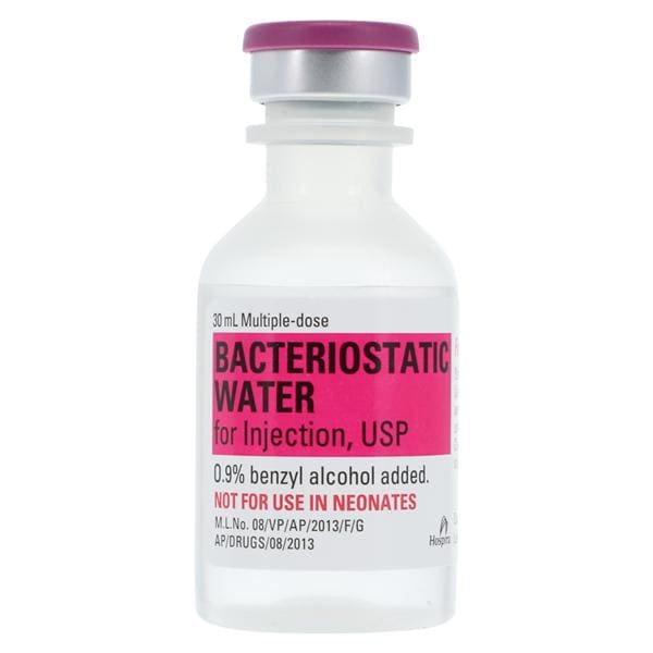 Bacteriostatic Water for Injection, USP, 30 ml Vial, Multiple Dose, Plastic Fliptop Vial, 25/bx (Rx) (Item is Non-Returnable) (We must have your Wholesale Drug License on File before shipping this product) (US Only, Excluding IN and ND)