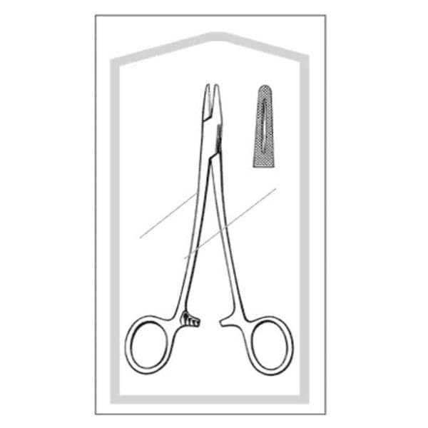 Needle Holder, Econo, Sterile, 6 Length, Straight Serrated Tip, Finger Ring Handle, Disposable, 50/cs
