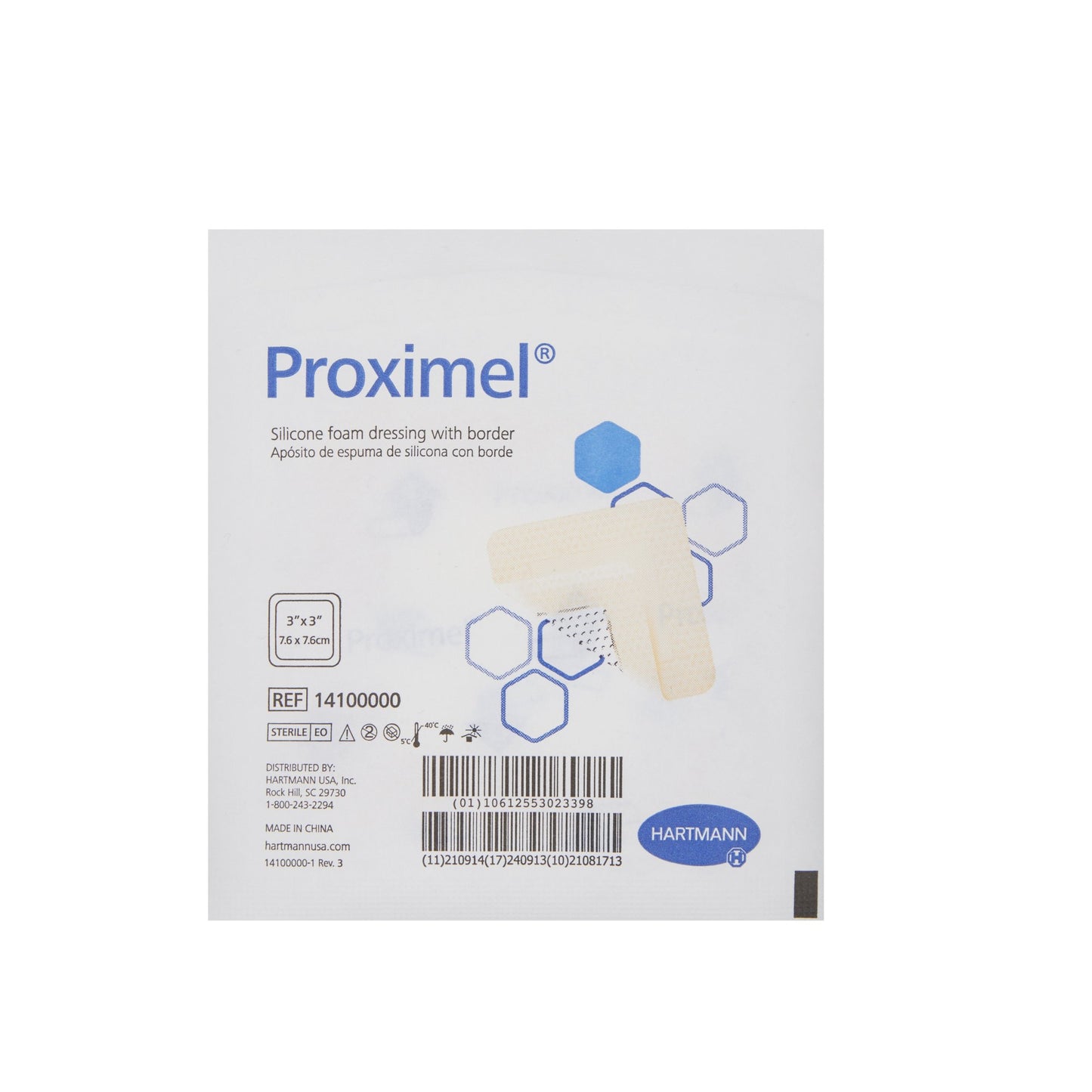 Foam Dressing with Border, 3" x 3", 10/bx, 6 bx/cs