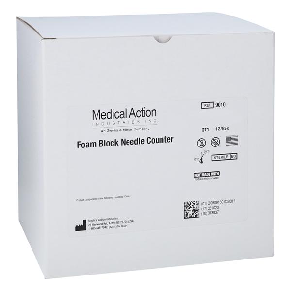 Foam Block Needle Counter, Red, 10 Count, 15_" x 17_" x 14", 12/bx, 8 bx/cs