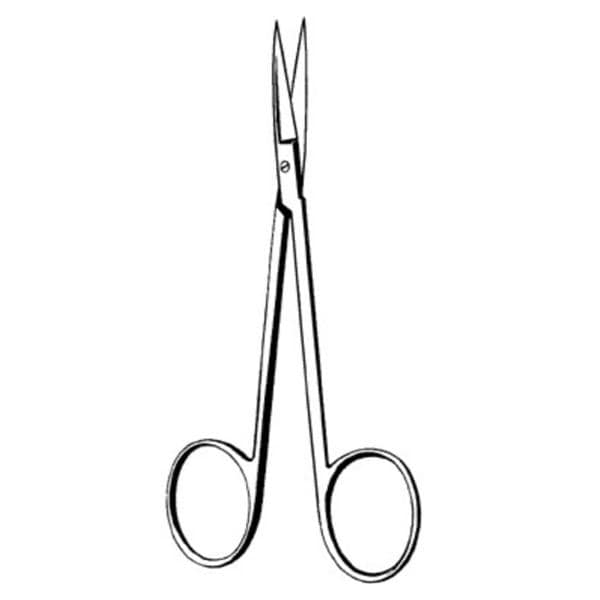 Merit Iris Scissors, 4 1/2", Sharp/Sharp, Straight, Smooth, Finger Rings, Stainless Steel, Reusable, Non-Sterile (DROP SHIP ONLY)
