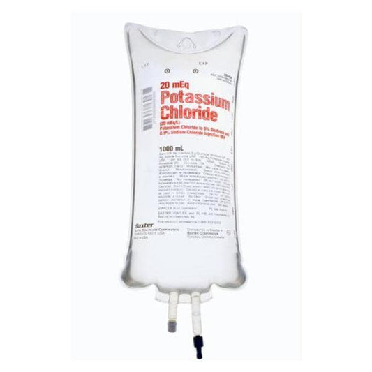 5% Dextrose, 0.9% Sodium Chloride and 20 mEq/L Potassium Chloride Injection, USP, 1000 ml, Viaflex Plastic Container, 14/cs (Rx) (Continental US Only) (Product Access Restricted. Check with your sales rep to verify eligibility)