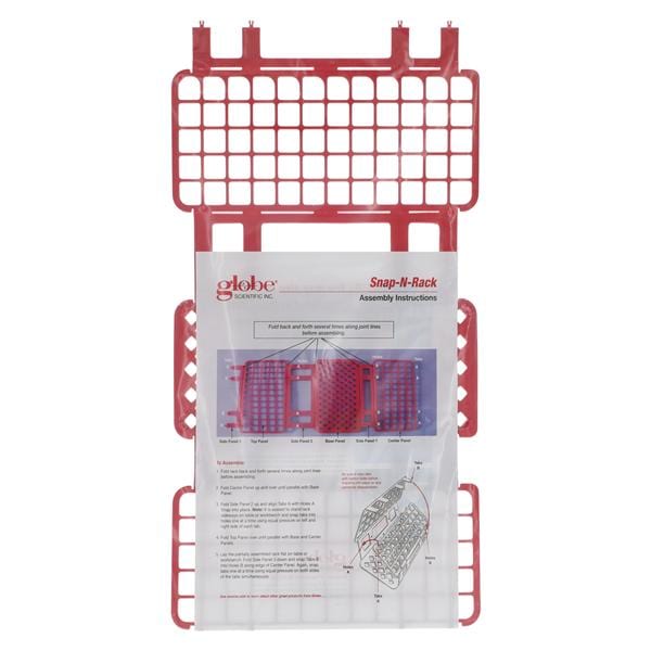 Test Tube Rack, For 16 & 17mm Tubes, Holds 60 Tubes, Red