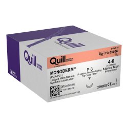 Monoderm Suture, Reverse Cutting, Size 4/0, 14cm x 14cm, 11mm, 3/8 Circle, Needle Code P-1, Undyed, 12/bx
