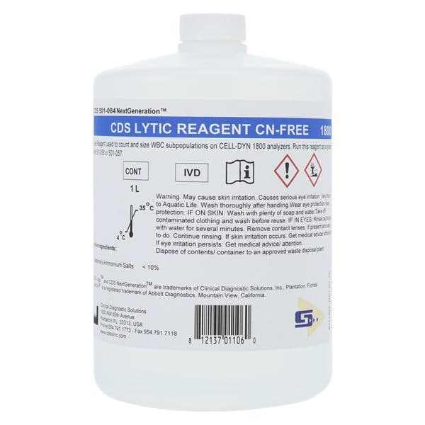 Lytic Reagent, 4 Liters, For Use with Abbott Cell-Dyn 1400, 1600, & 1700 (Item is Non-Returnable) (US Only) (DROP SHIP ONLY)