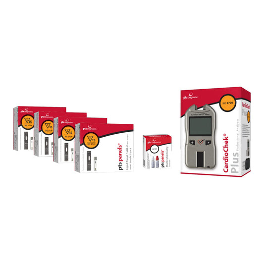 CardioChek Plus Analyzer Promo Pack, Includes: (1) CardioCheck Plus Analyzer, (4) PTS Panels Lipid + eGLU Smart Bundles (60 Lipid Tests + 60 Electrochemical Glucose Tests), PTS Panels Multi-Chemisty Controls, PTS Collect Capillary Tubes (40uL, 64 Capillary Tubes) (This Promo May Not be Combined with Other Promos - Offer Expires December 31, 2025) (Must Be a New Customer - Has Not Ordered any CardiChek Products in Last 6 Months) (DROP SHIP ONLY) (Not Available For Sale into Canada)