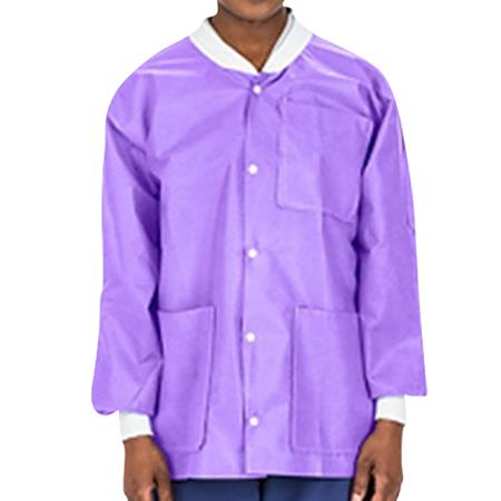 Lab Jacket, SMS, Disposable, Knit Collar, Snap Front, Pockets, 3X-Large, Ceil Blue, 10/pk, 10 pk/cs (Continental US Only)