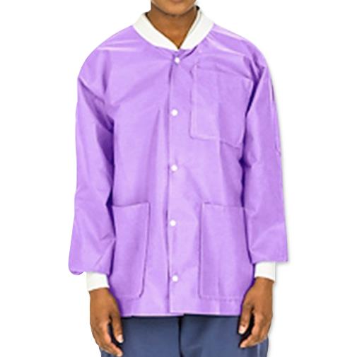 Lab Jacket, SMS, Disposable, Knit Collar, Snap Front, Pockets, Small, Ceil Blue, 10/pk, 10 pk/cs (Continental US Only)