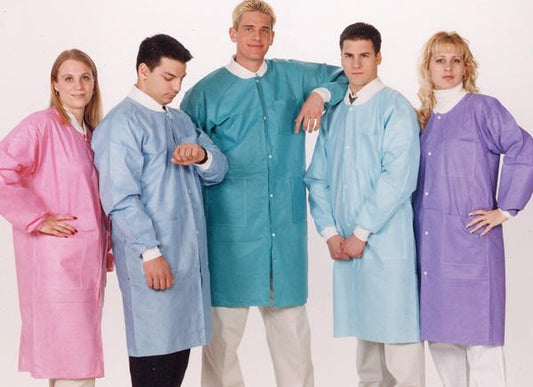 Lab Coat, SMS, Disposable, No Collar, Snap Front, Pockets, 2X-Large, Ceil Blue, 10/pk, 10 pk/cs (Continental US Only)