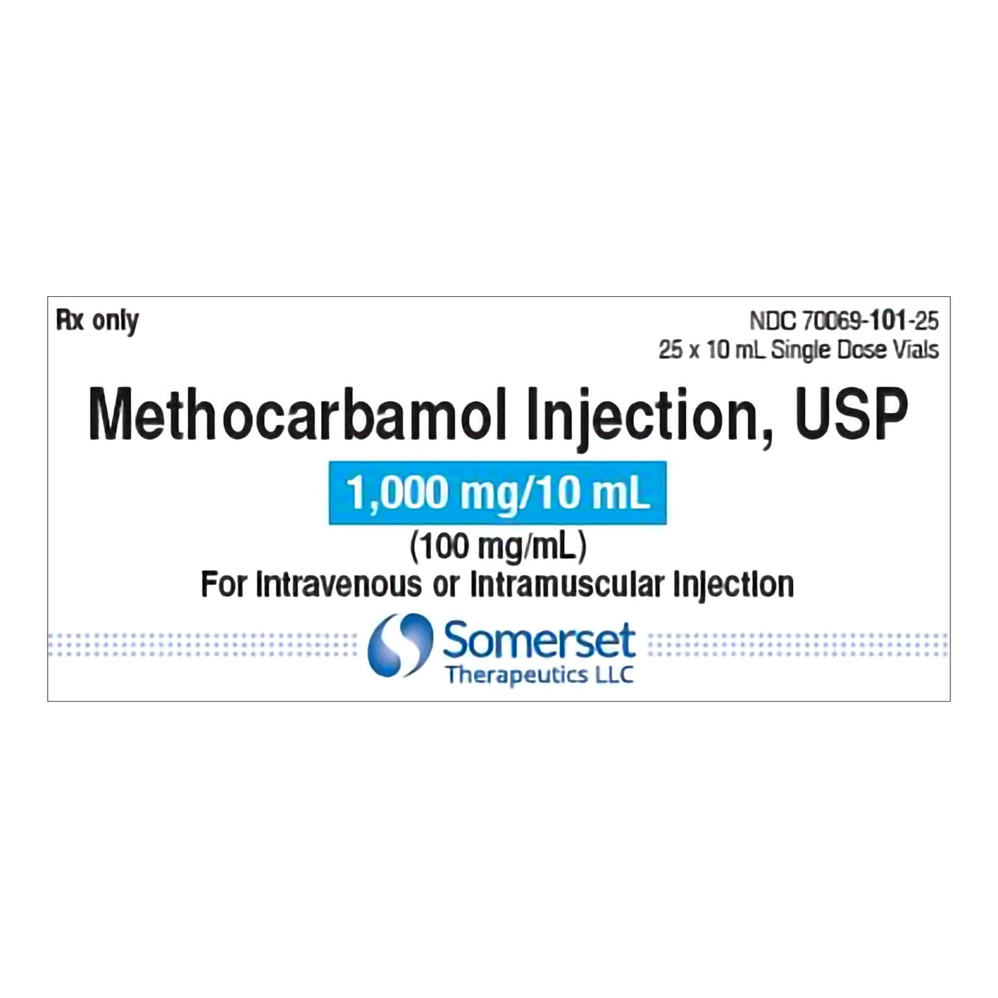Methocarbamol Injection, USP, 100 mg/ml, 10 ml, SDV, 25/ct (Rx) (US Only, Excluding IN and ND) (Product is Non-Returnable)